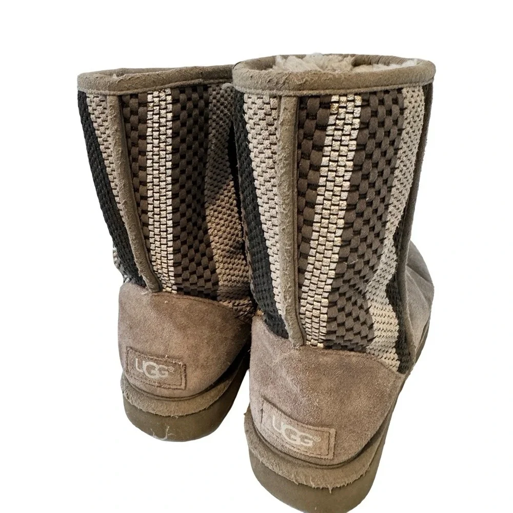 UGG Women's Classic Short Woven Suede Gray Boot 1010551 Size 8